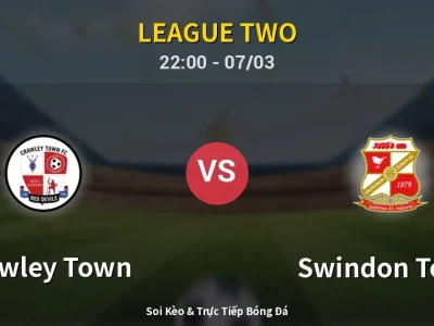 Soi Kèo Crawley Town vs Swindon Town – 22:00 07/03 | Nhận Định, Dự Đoán Tỷ Số