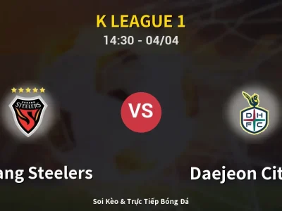 🔴 Trực Tiếp: Pohang Steelers 1-0 Daejeon Citizen – Link Xem K League 1 (Full HD)