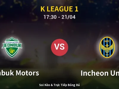 Kết Quả: Jeonbuk Motors 1-2 Incheon United – Highlight & Bàn Thắng | K League 1
